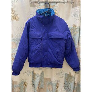 Vintage Eddie Bauer Mens Unisex Goose Down Ski Jacket Purple Teal 90s Style Sm